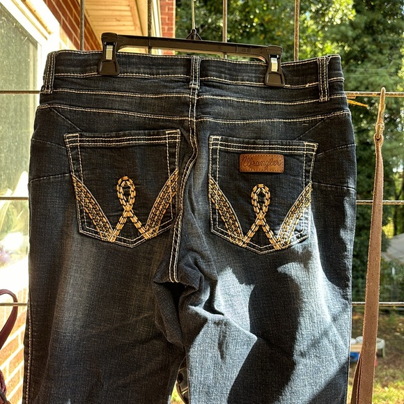 Wrangler Q-Baby No Gap Waistband Denim Dark Blue Jeans Embroidered Pockets 9/10 - Picture 5 of 16
